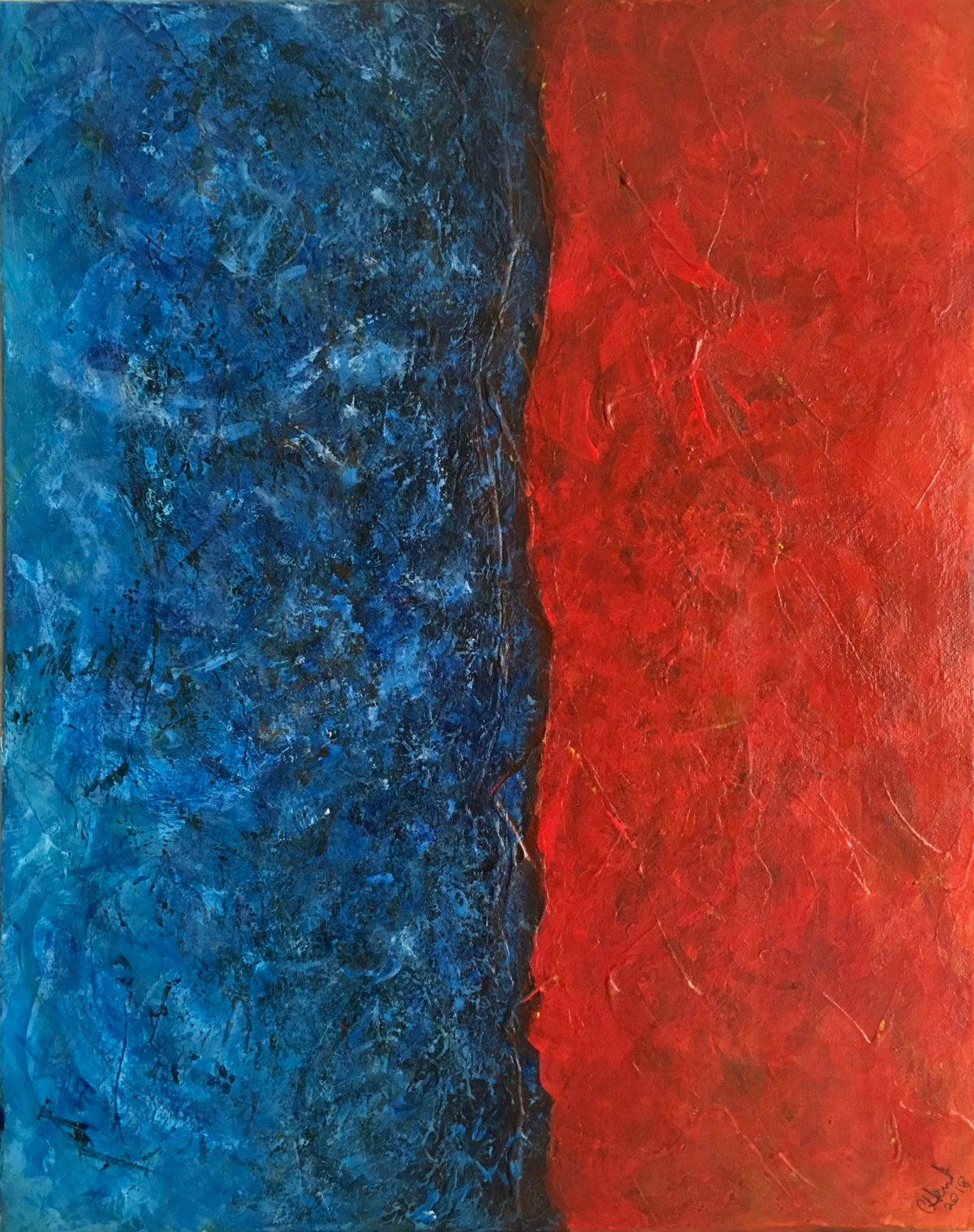 Where the Ocean Meets the Sky Abstract painting red and blue